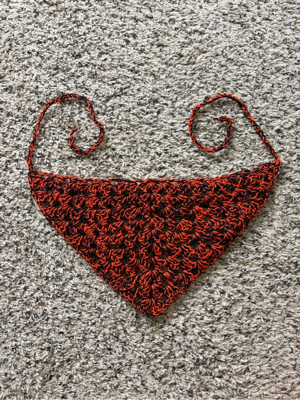 Orange & black Crochet granny stitch bandana